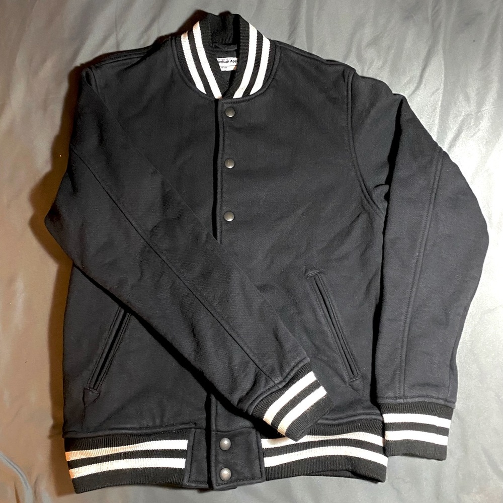 American Apparel Varsity / Bomber Jacket Black Small
